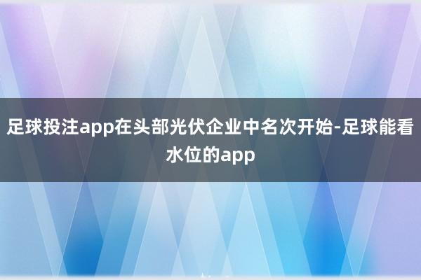 足球投注app在头部光伏企业中名次开始-足球能看水位的app
