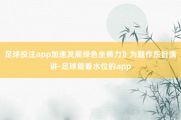 足球投注app加速发展绿色坐褥力》为题作东旨演讲-足球能看水位的app