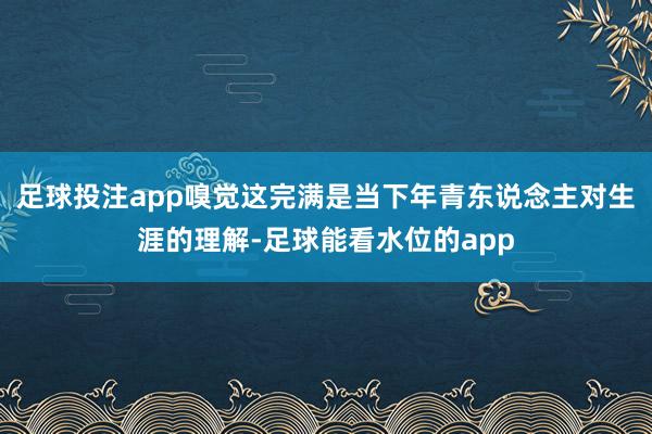 足球投注app嗅觉这完满是当下年青东说念主对生涯的理解-足球能看水位的app