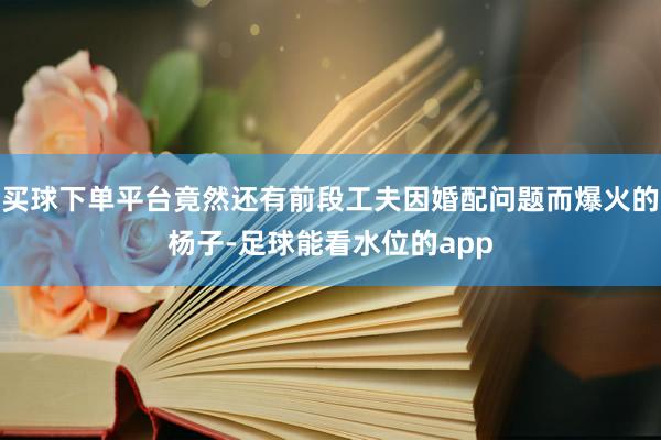 买球下单平台竟然还有前段工夫因婚配问题而爆火的杨子-足球能看水位的app