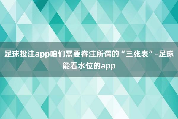 足球投注app咱们需要眷注所谓的“三张表”-足球能看水位的app
