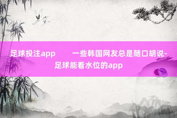 足球投注app        一些韩国网友总是随口胡说-足球能看水位的app