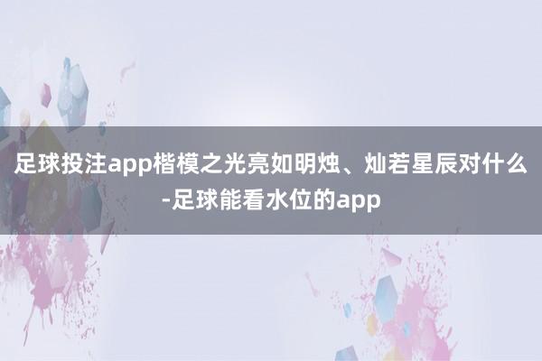 足球投注app楷模之光亮如明烛、灿若星辰对什么-足球能看水位的app
