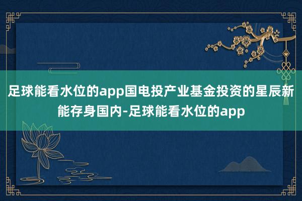 足球能看水位的app国电投产业基金投资的星辰新能存身国内-足球能看水位的app
