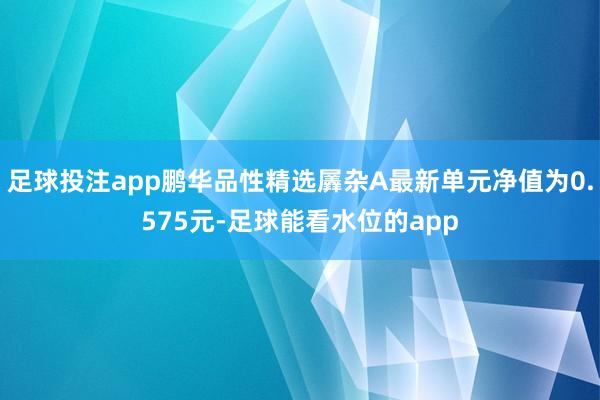 足球投注app鹏华品性精选羼杂A最新单元净值为0.575元-足球能看水位的app