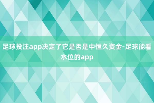 足球投注app决定了它是否是中恒久资金-足球能看水位的app