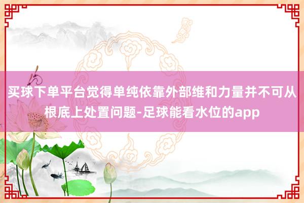 买球下单平台觉得单纯依靠外部维和力量并不可从根底上处置问题-足球能看水位的app