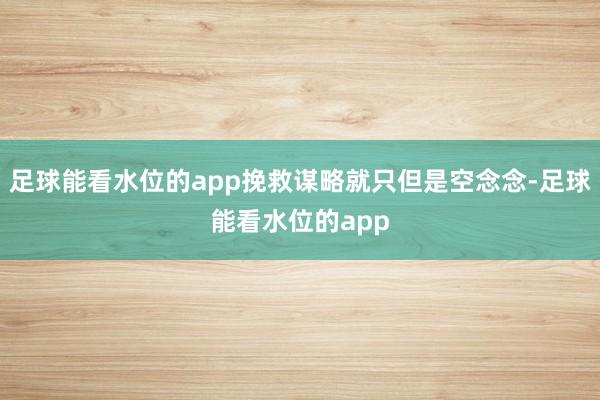 足球能看水位的app挽救谋略就只但是空念念-足球能看水位的app