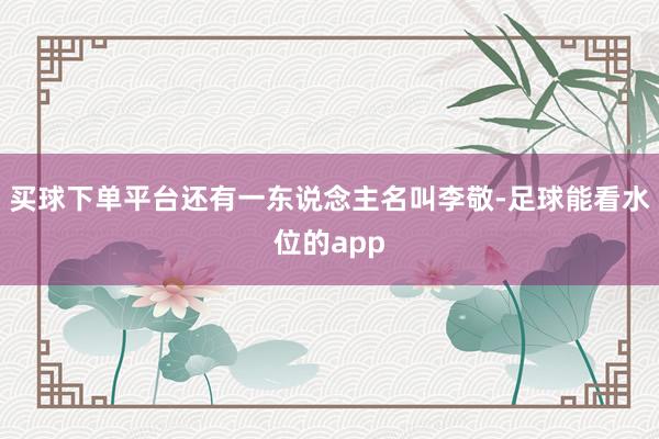 买球下单平台还有一东说念主名叫李敬-足球能看水位的app