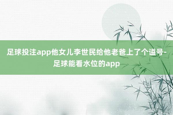 足球投注app他女儿李世民给他老爸上了个谥号-足球能看水位的app