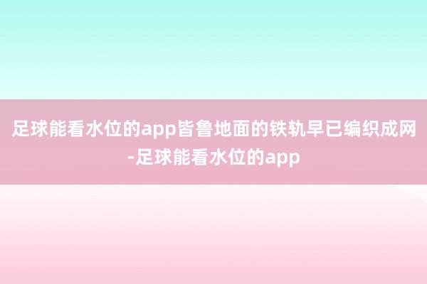 足球能看水位的app皆鲁地面的铁轨早已编织成网-足球能看水位的app