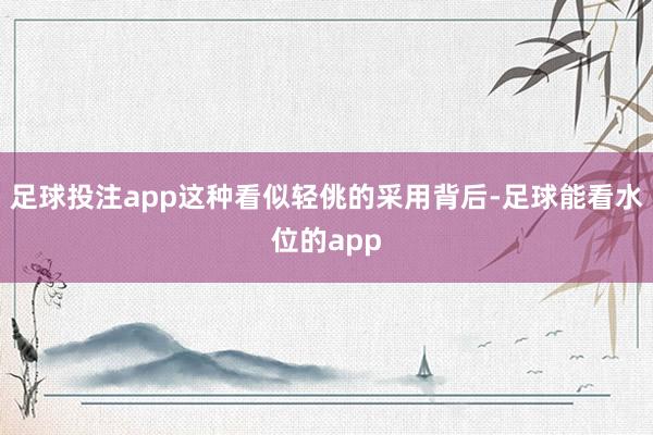足球投注app这种看似轻佻的采用背后-足球能看水位的app