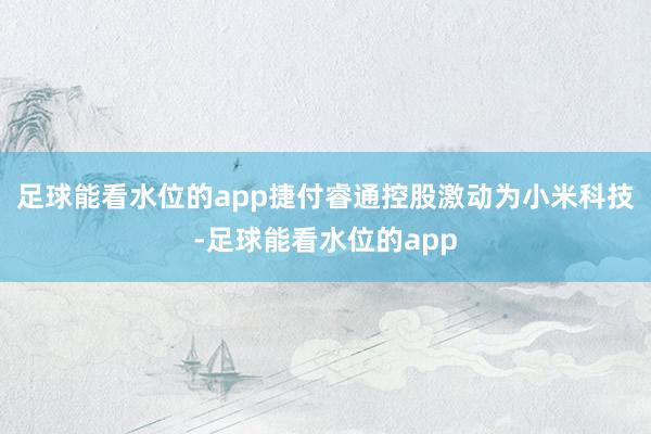 足球能看水位的app捷付睿通控股激动为小米科技-足球能看水位的app