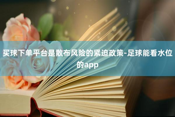 买球下单平台是散布风险的紧迫政策-足球能看水位的app