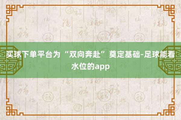 买球下单平台为 “双向奔赴” 奠定基础-足球能看水位的app