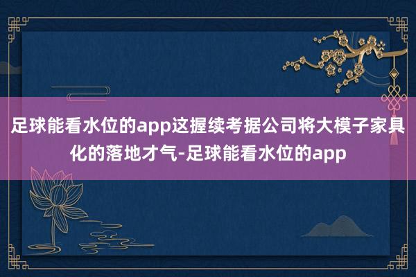 足球能看水位的app这握续考据公司将大模子家具化的落地才气-足球能看水位的app