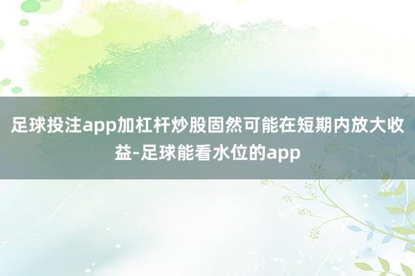 足球投注app加杠杆炒股固然可能在短期内放大收益-足球能看水位的app