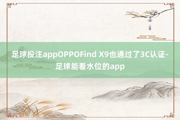 足球投注appOPPOFind X9也通过了3C认证-足球能看水位的app