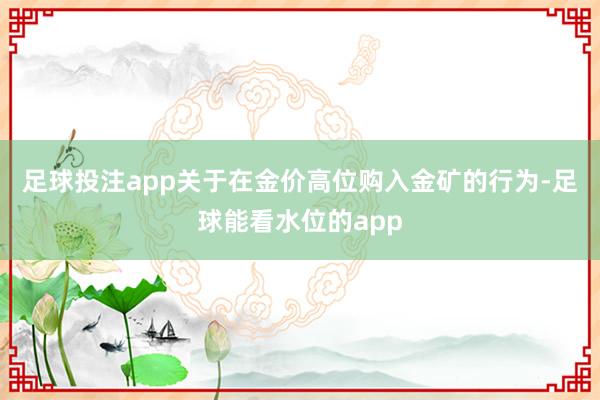 足球投注app 关于在金价高位购入金矿的行为-足球能看水位的app