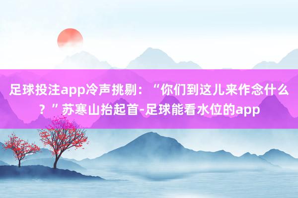足球投注app冷声挑剔：“你们到这儿来作念什么？”苏寒山抬起首-足球能看水位的app