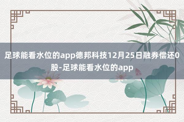 足球能看水位的app德邦科技12月25日融券偿还0股-足球能看水位的app