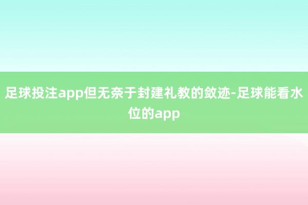 足球投注app但无奈于封建礼教的敛迹-足球能看水位的app