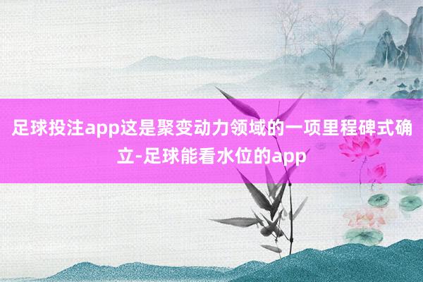 足球投注app这是聚变动力领域的一项里程碑式确立-足球能看水位的app