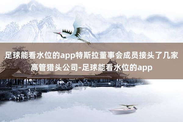 足球能看水位的app特斯拉董事会成员接头了几家高管猎头公司-足球能看水位的app