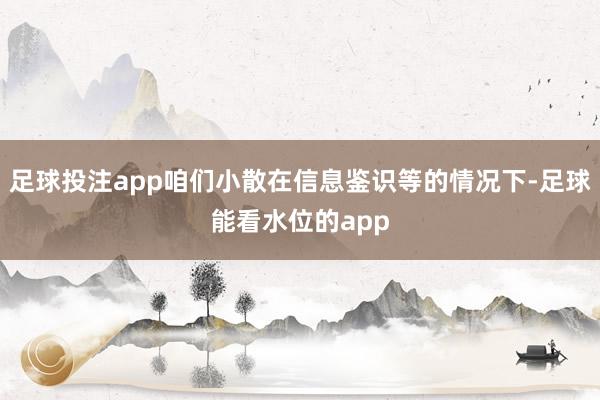 足球投注app咱们小散在信息鉴识等的情况下-足球能看水位的app