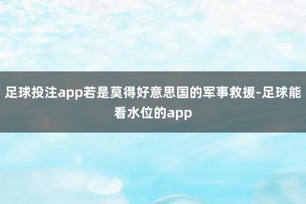 足球投注app若是莫得好意思国的军事救援-足球能看水位的app